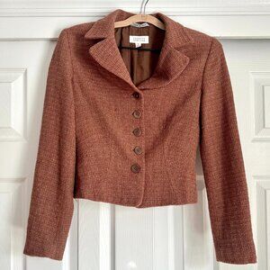 Barneys New York Cropped Wool Blazer | Brown Pink Size 6